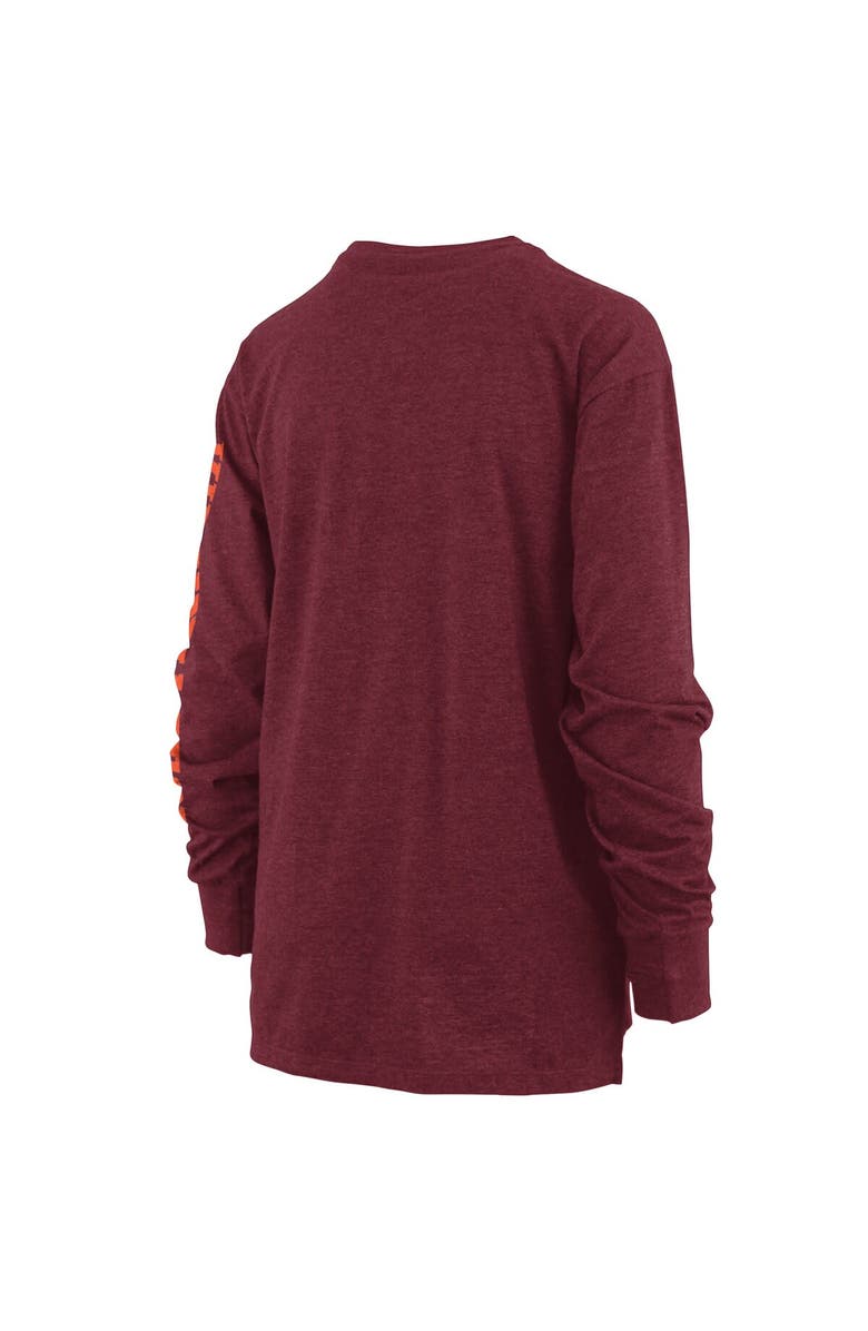 PRESSBOX Women's Pressbox Heathered Maroon Virginia Tech Hokies Two-Hit Canyon Long Sleeve T-Shirt, Alternate, color, Maroon