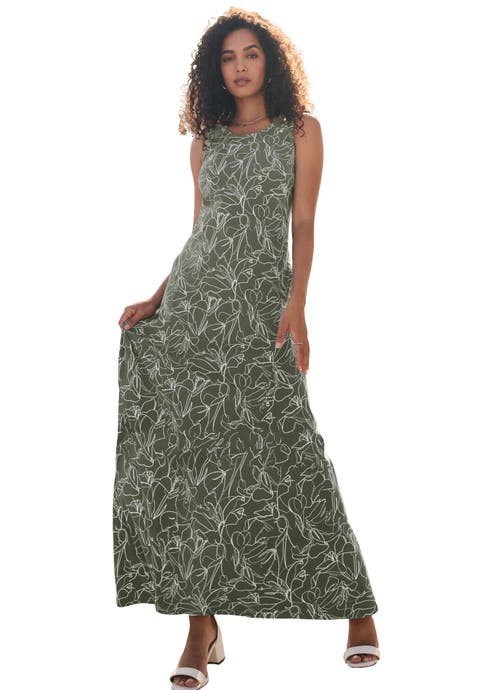 Stretch Cotton Tank Maxi Dress (Petite Plus & Plus)