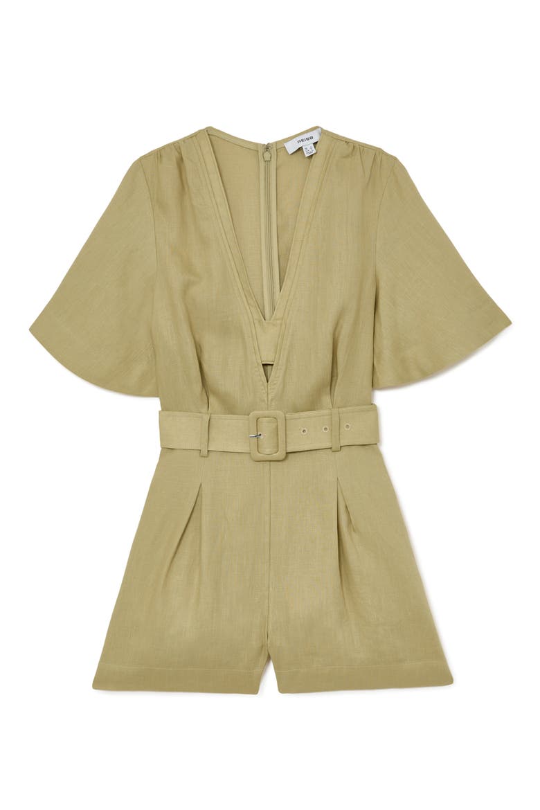 Sansi Linen Romper, Alternate, color, GREEN
