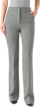 Akris Farida Check Stretch Virgin Wool Flare Leg Pants