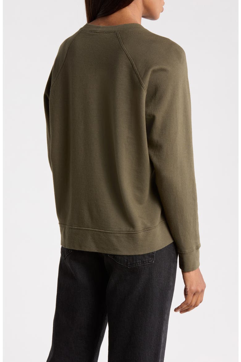 Cotton French Terry Relaxed Sweater, Alternate, color, ARMY GREEN