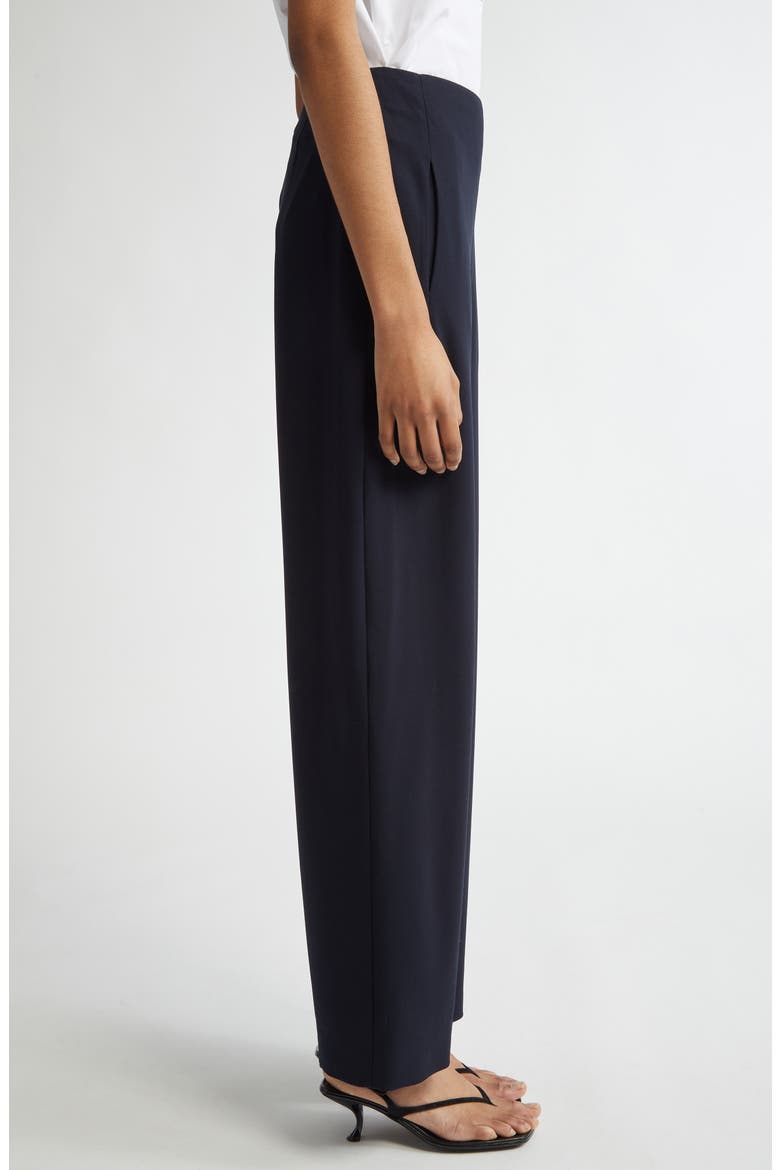 Larissa Loose Fit Stretch Virgin Wool Crepe Trousers, Alternate, color, NAVY