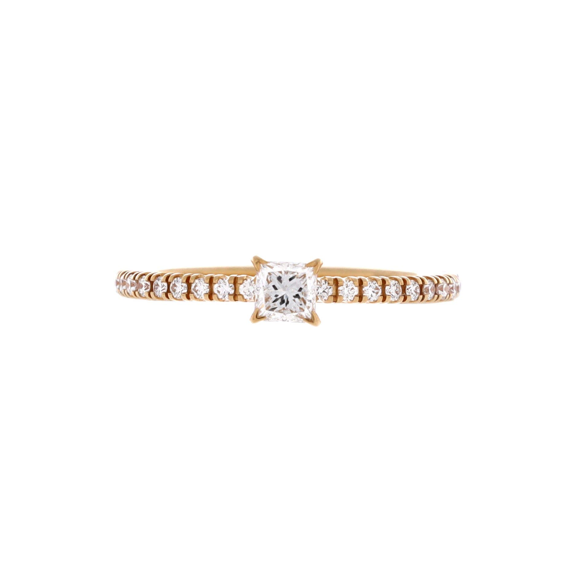 Etincelle de Cartier Ring 18K Yellow Gold with Princess Cut Diamond and Pave Diamonds, Main, color, Metallic Gold