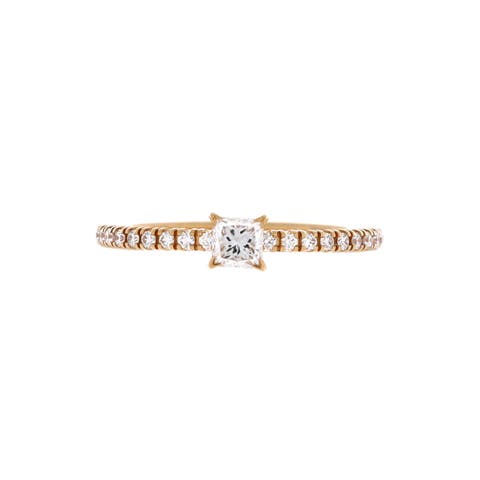Etincelle de Cartier Ring 18K Yellow Gold with Princess Cut Diamond and Pave Diamonds