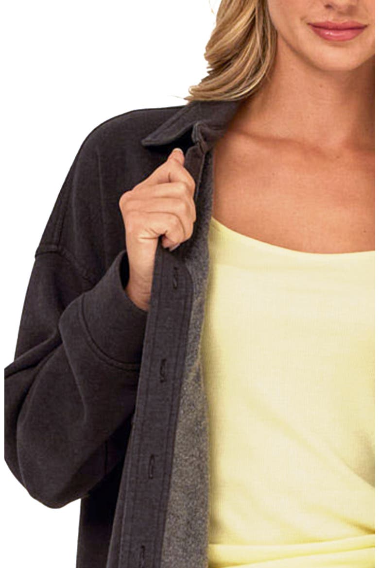 Blaire Mineral Wash Fleece Shirt Jacket, Alternate, color, BLACK
