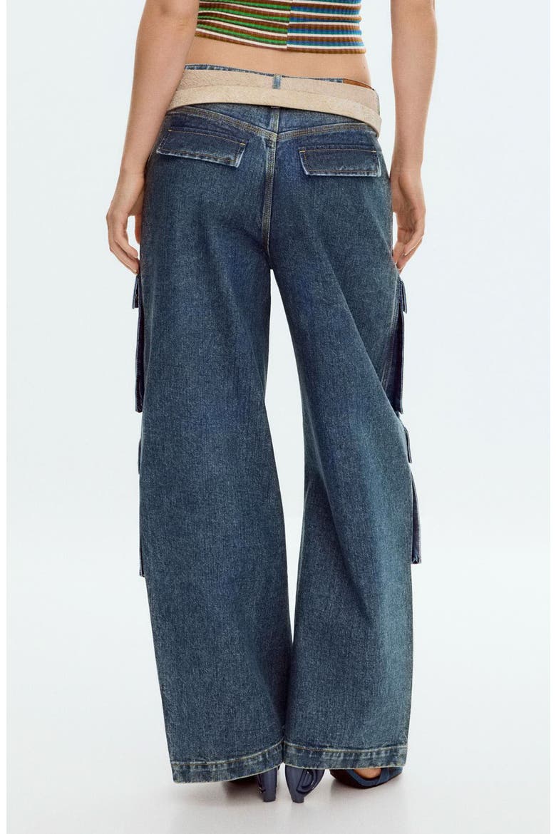 Wide Leg Cargo Jeans, Alternate, color, BLUE