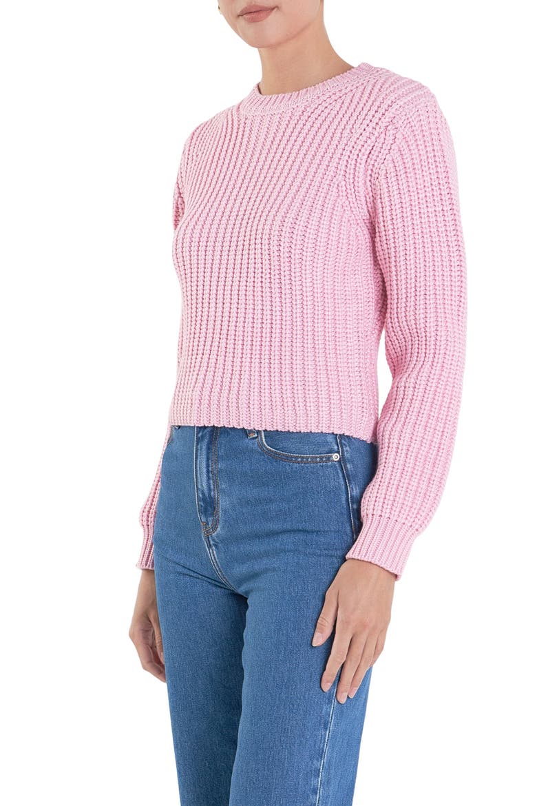 Crewneck Crop Sweater, Alternate, color, PINK
