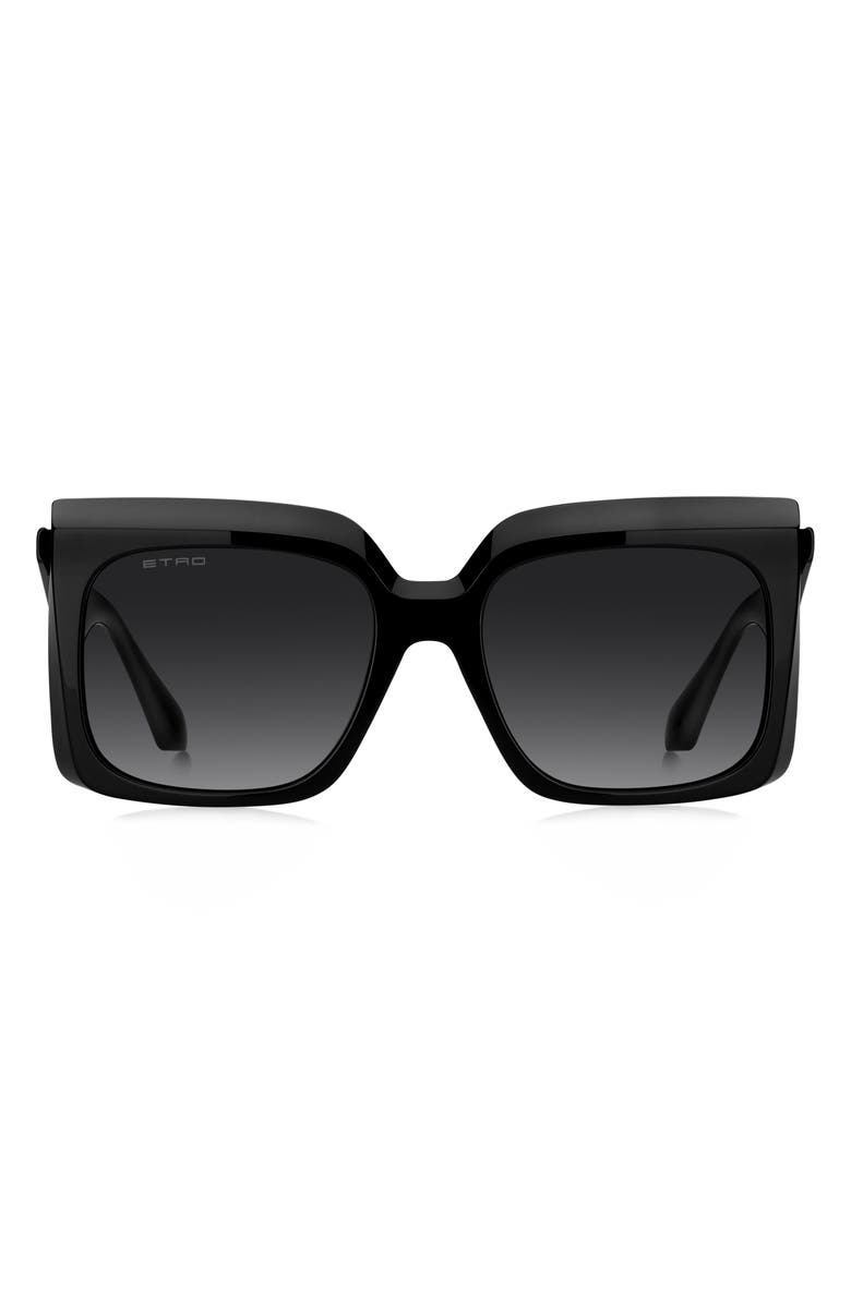 Etro 57mm Square Sunglasses, Main, color, Black/ Dark Grey Sf