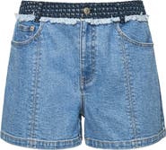 Cinq à Sept Vinny Tweed Waist Denim Shorts
