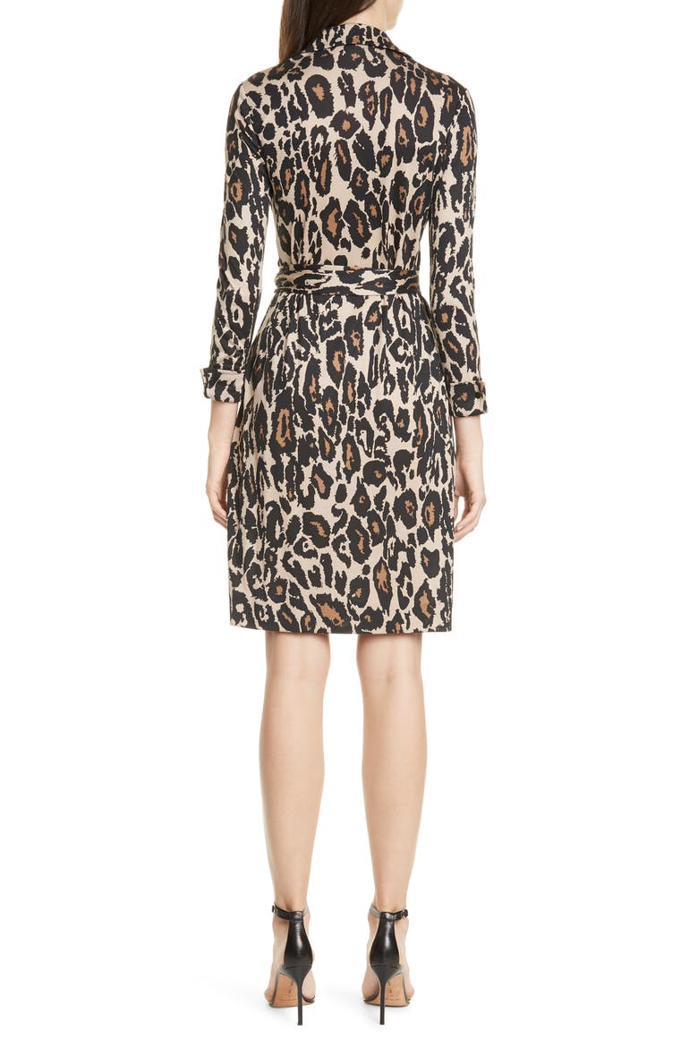 New Jeanne Two Long Sleeve Silk Wrap Dress, Alternate, color, LEOPARD CAT SAND
