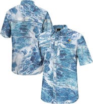 COLOSSEUM Men's Colosseum Blue Kansas Jayhawks Realtree Aspect Charter Full-Button Fishing Shirt