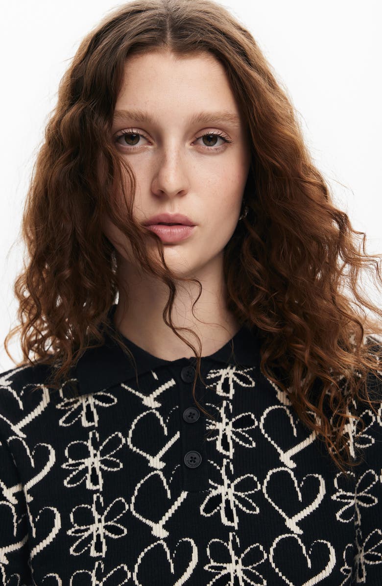 Desigual Coeurs Lacroix Polo Sweater, Alternate, color, 