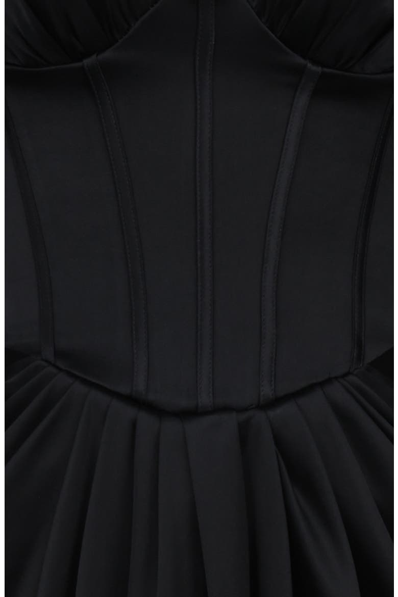 Angeline Strapless Satin Corset Gown, Alternate, color, BLACK