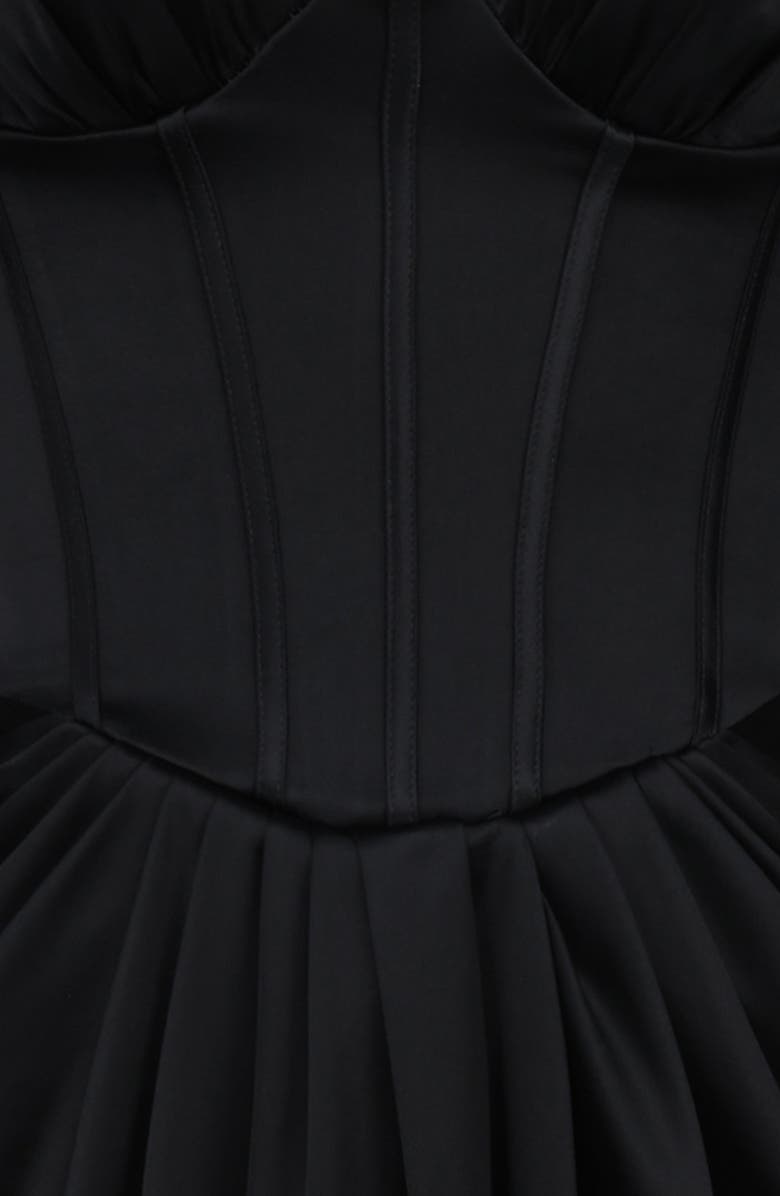 HOUSE OF CB Angeline Strapless Satin Corset Gown, Alternate, color, Black