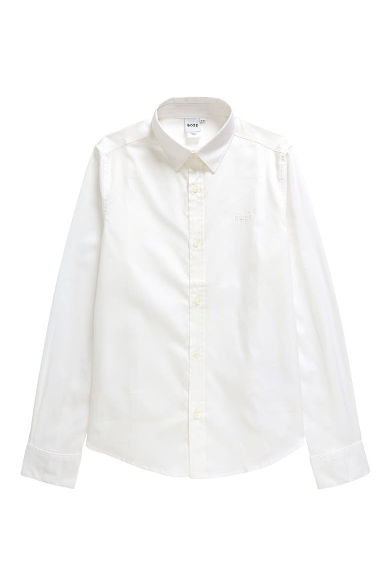 Kids' Cotton Button-Up Shirt, Main, color, 10P-WHITE