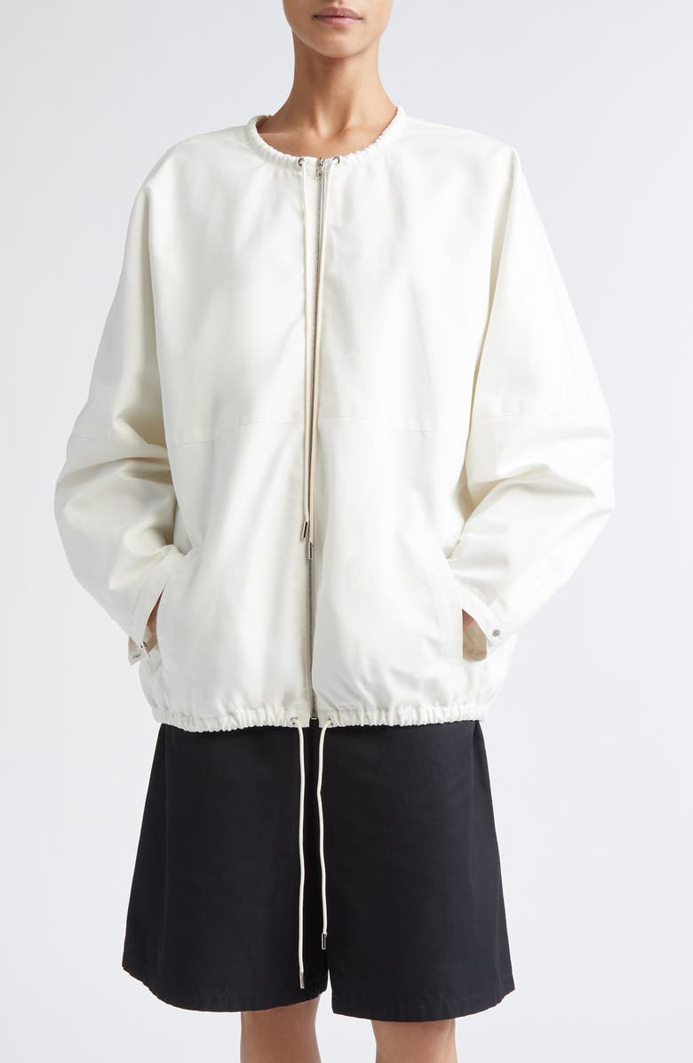 PARTOW Bond Drawstring Cotton Canvas Bomber Jacket, Main, color, Ivory