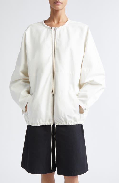 Partow Bond Drawstring Cotton Canvas Bomber Jacket In White