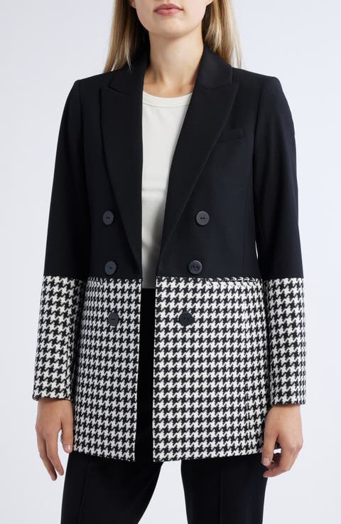 Houndstooth Colorblock Blazer