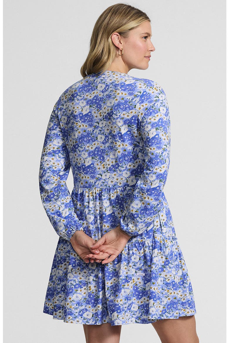 Cotton Jersey Tiered Mini Dress, Alternate, color, Clear Blue/Ivory Flower Patch