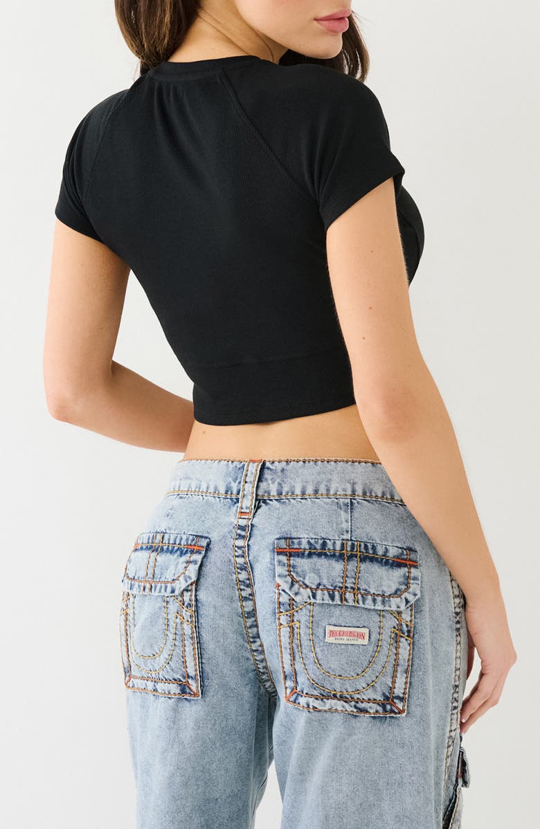 True Religion Rib Logo Crop T-Shirt, Alternate, color, 