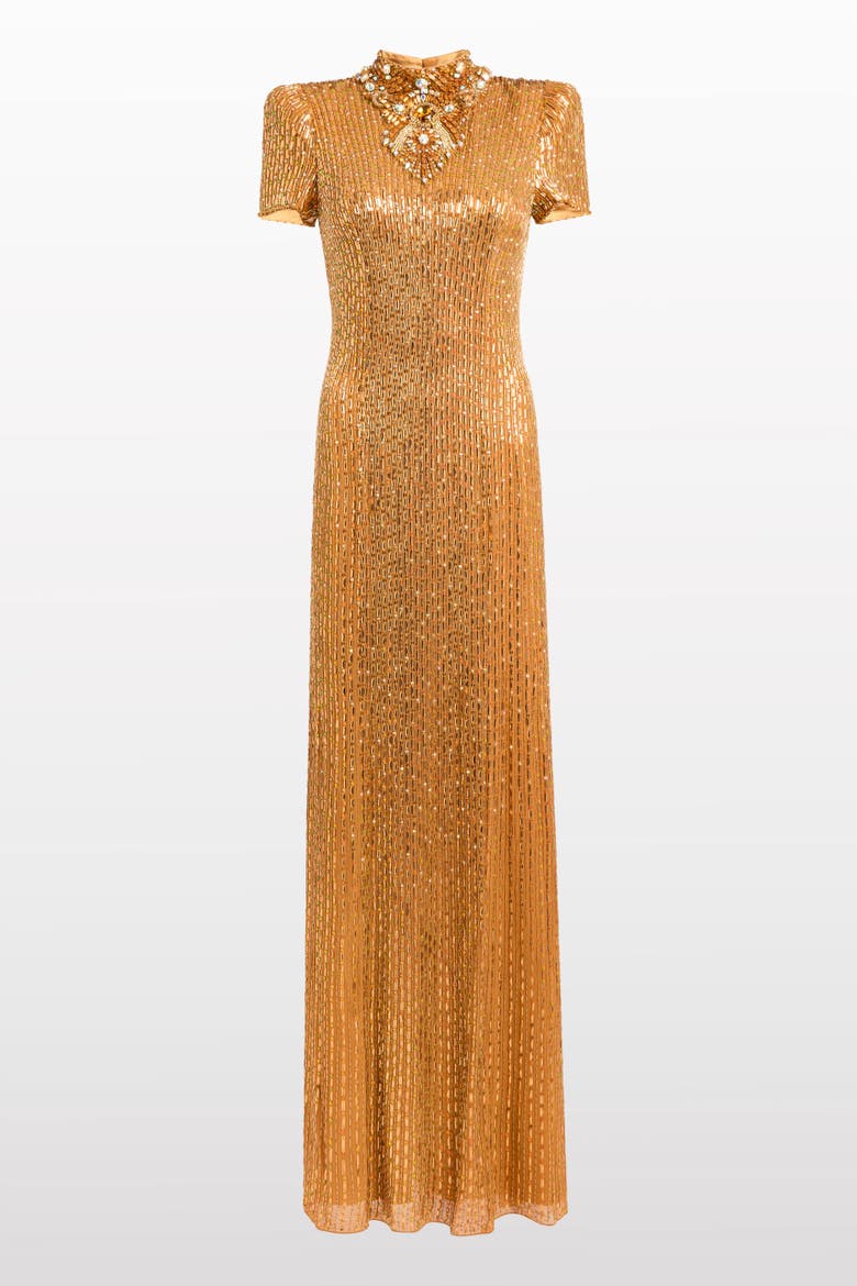 Amber Embellished Maxi Dress, Main, color, Amber