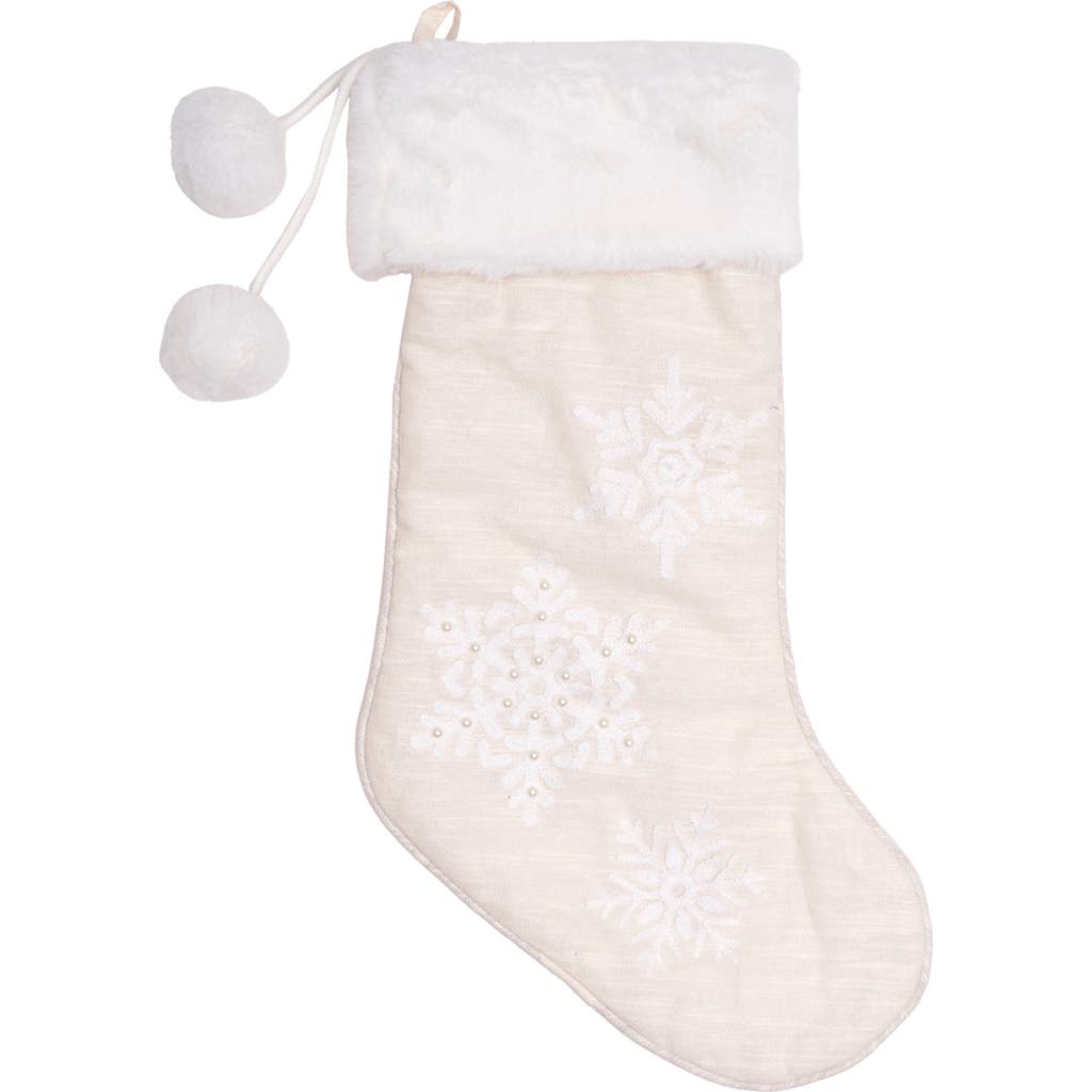 C & F Home C&f Home White Christmas Snowflake Stocking In White