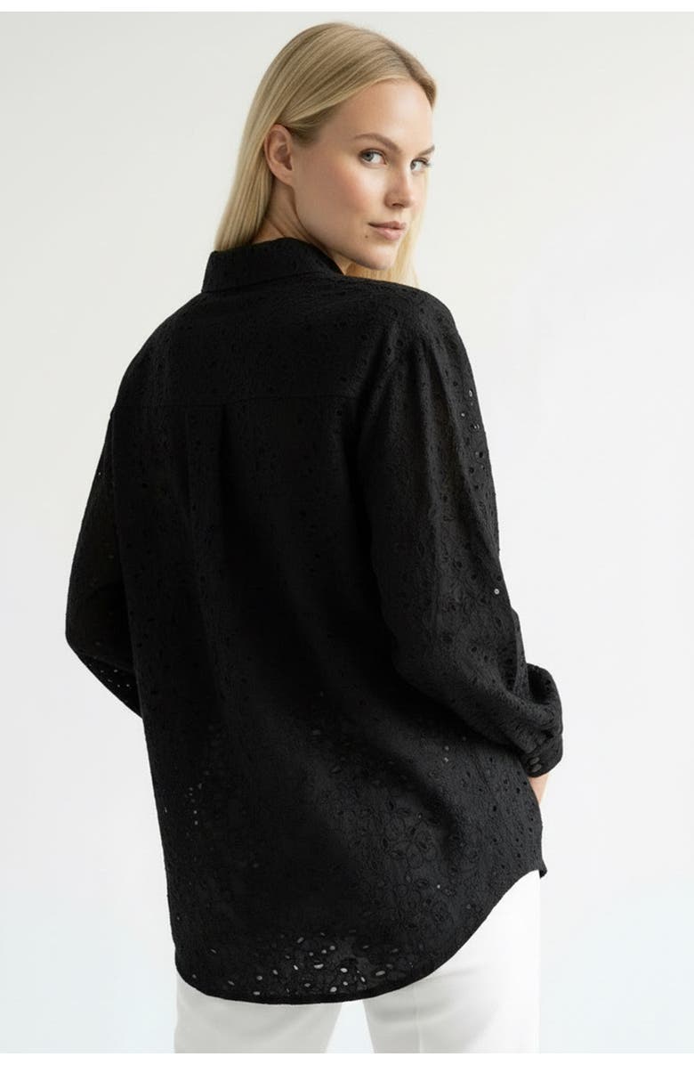 Exquise Long Sleeve Broderie Anglaise Shirt, Alternate, color, Black