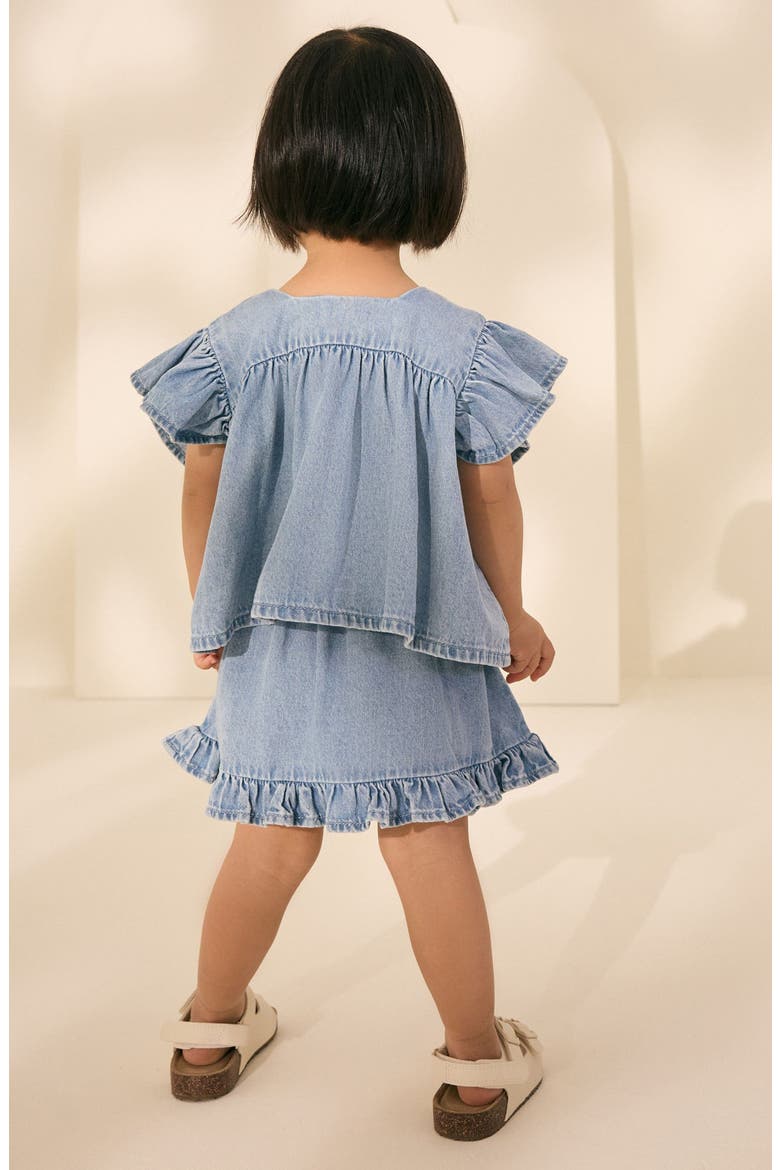 Kids' Patchwork Frill Top & Skirt Set, Alternate, color, BLUE