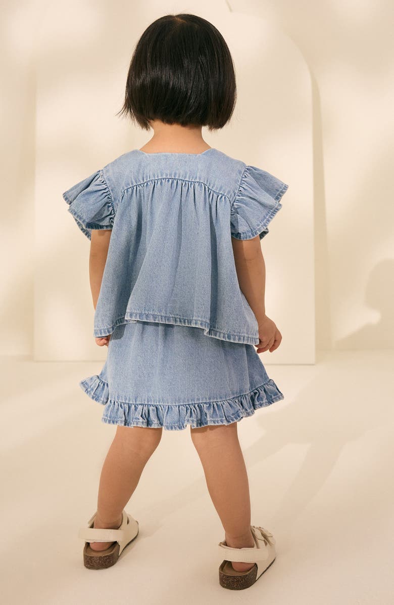 NEXT Kids' Patchwork Frill Top & Skirt Set, Alternate, color, Blue