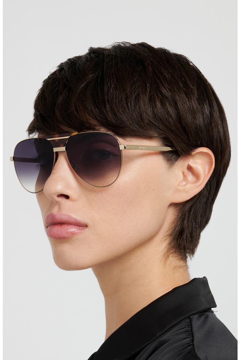VB 7016/S 60mm Gradient Pilot Sunglasses, Alternate, color, GOLD HAVANA/ BLUE SF