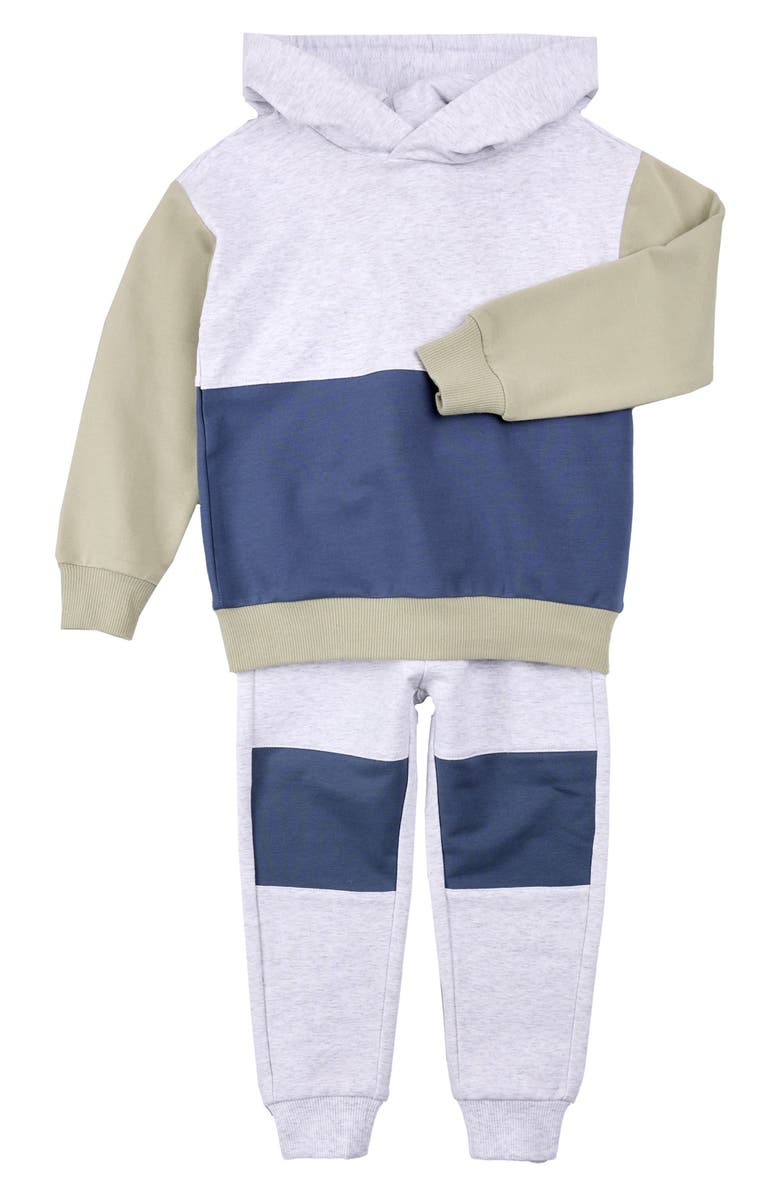 MILES THE LABEL Colorblock Hoodie & Sweatpants Set, Main, color, Light Heather Grey