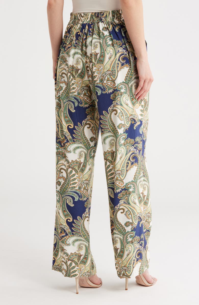 INDUSTRY REPUBLIC CLOTHING Tie Front Wide Leg Pants, Alternate, color, Blue/ Turquoise Paisley
