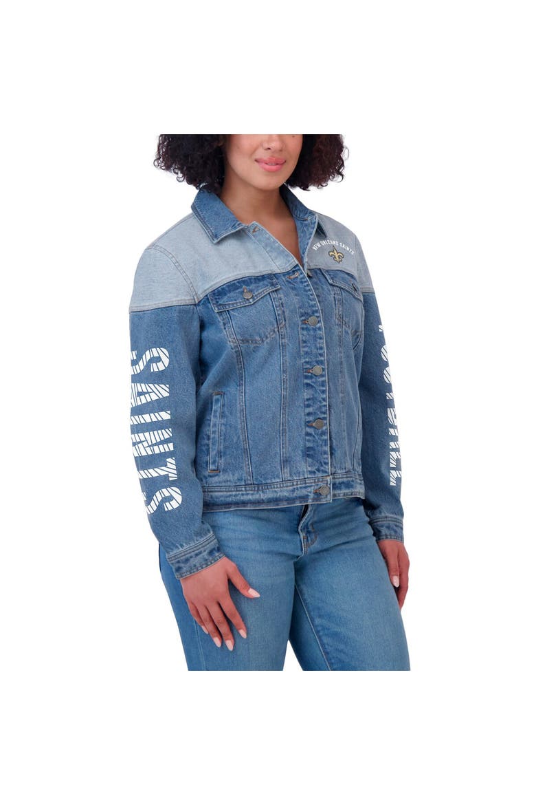 Women's WEAR by Erin Andrews  New Orleans Saints Full-Button Denim Jacket, Alternate, color, Denim