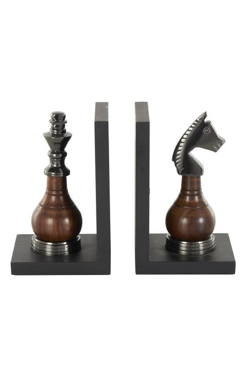 Chess Board Set of 2 Metal Bookends