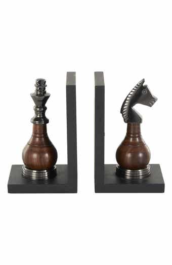 Chess Board Set of 2 Metal Bookends