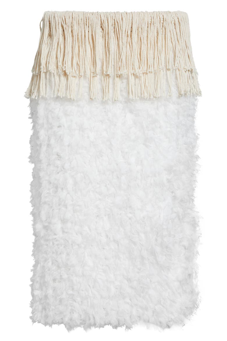 Bambola Fringe Embellished Midi Skirt, Alternate, color, WHITE