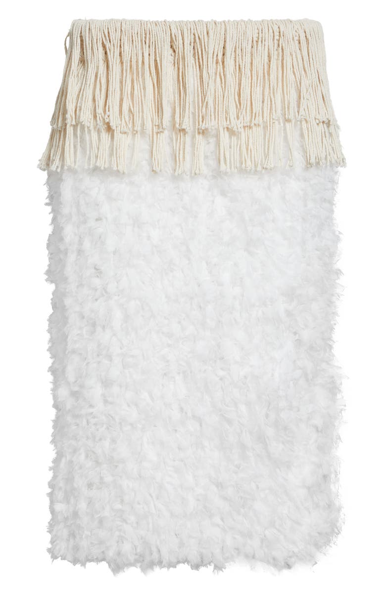 Diotima Bambola Fringe Embellished Midi Skirt, Main, color, White