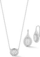 GLAZE JEWELRY Cubic Zirconia Oval Pendant Necklace & Drop Earrings Set
