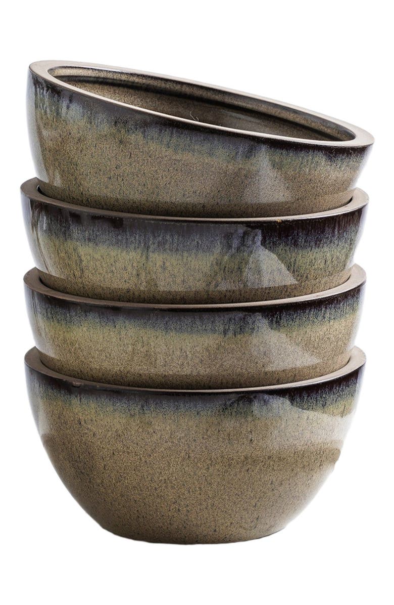 Stone Lain Tina Stoneware 4-Piece Bowl Set, Alternate, color, Green And Beige
