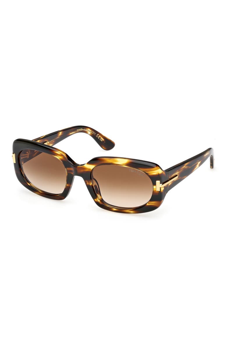 Icon 54mm Rectangle Sunglasses, Alternate, color, SHINY BROWN STRIPED HONEY