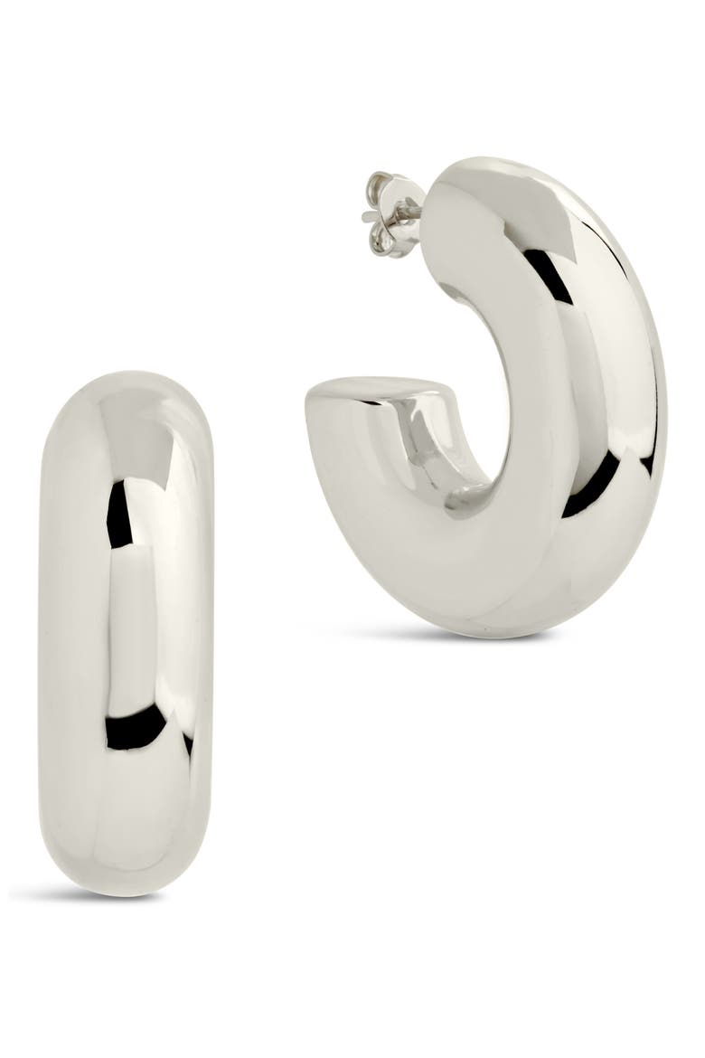 Wynonna Tube Hoop Earrings, Main, color, SILVER