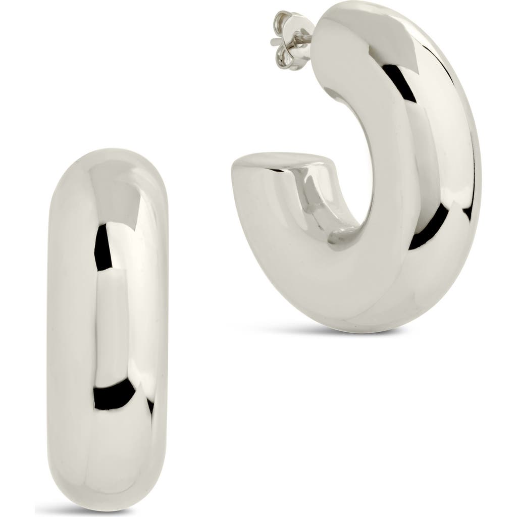 Sterling Forever Wynonna Tube Hoop Earrings In Silver
