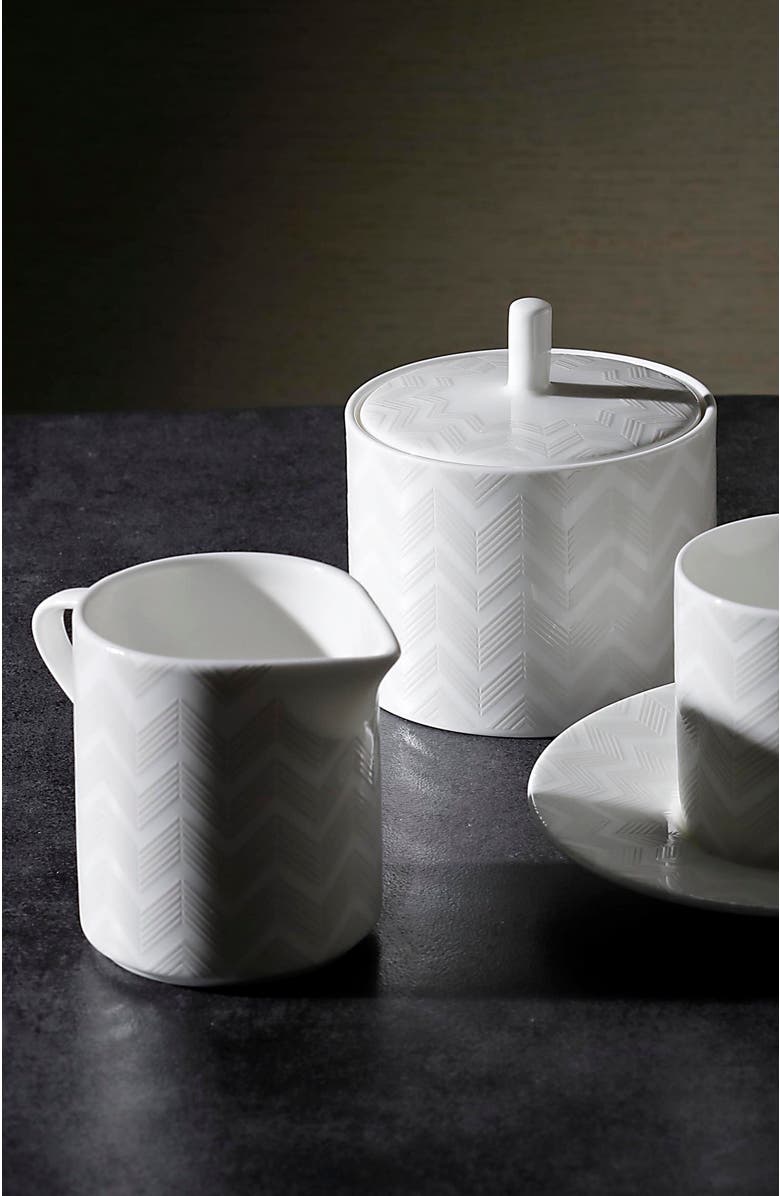 Missoni Home Tableware Creamer ZIG ZAG White diam. 3.5", H 3.3", Alternate, color, White