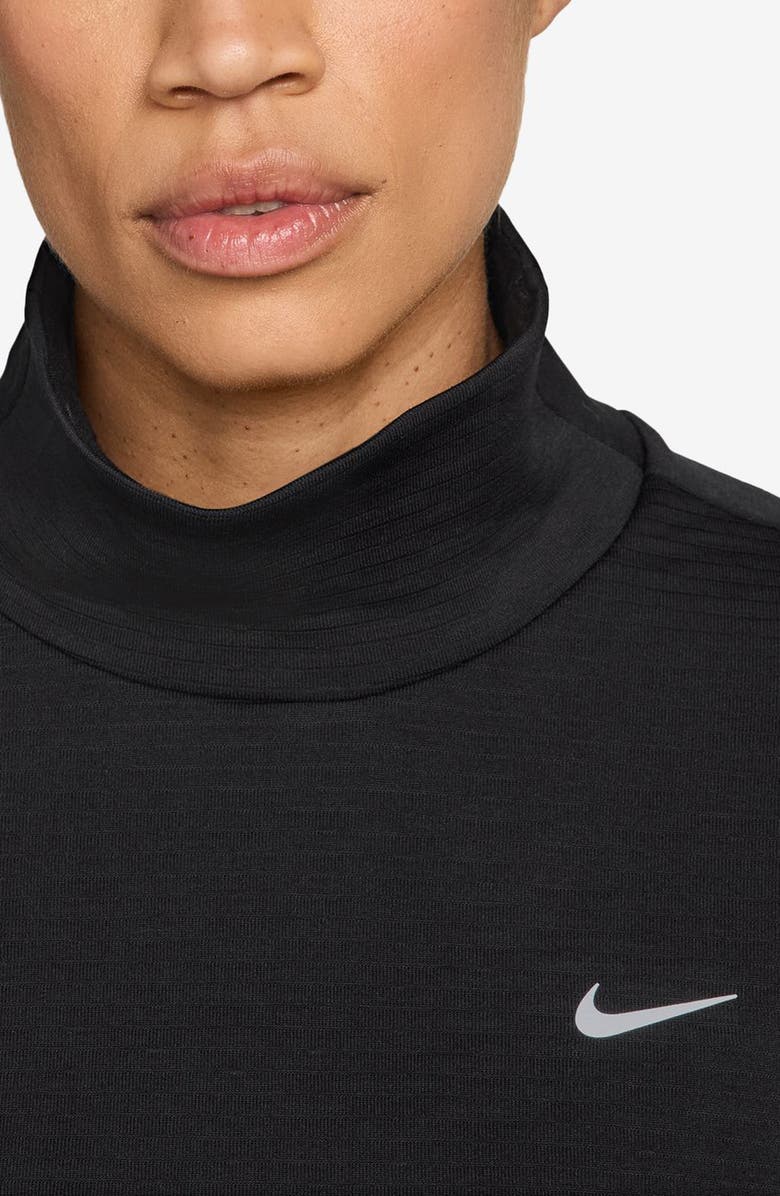 Nike Therma-FIT Swift Mock Neck Running Top, Alternate, color, 010 Black/ Refsil