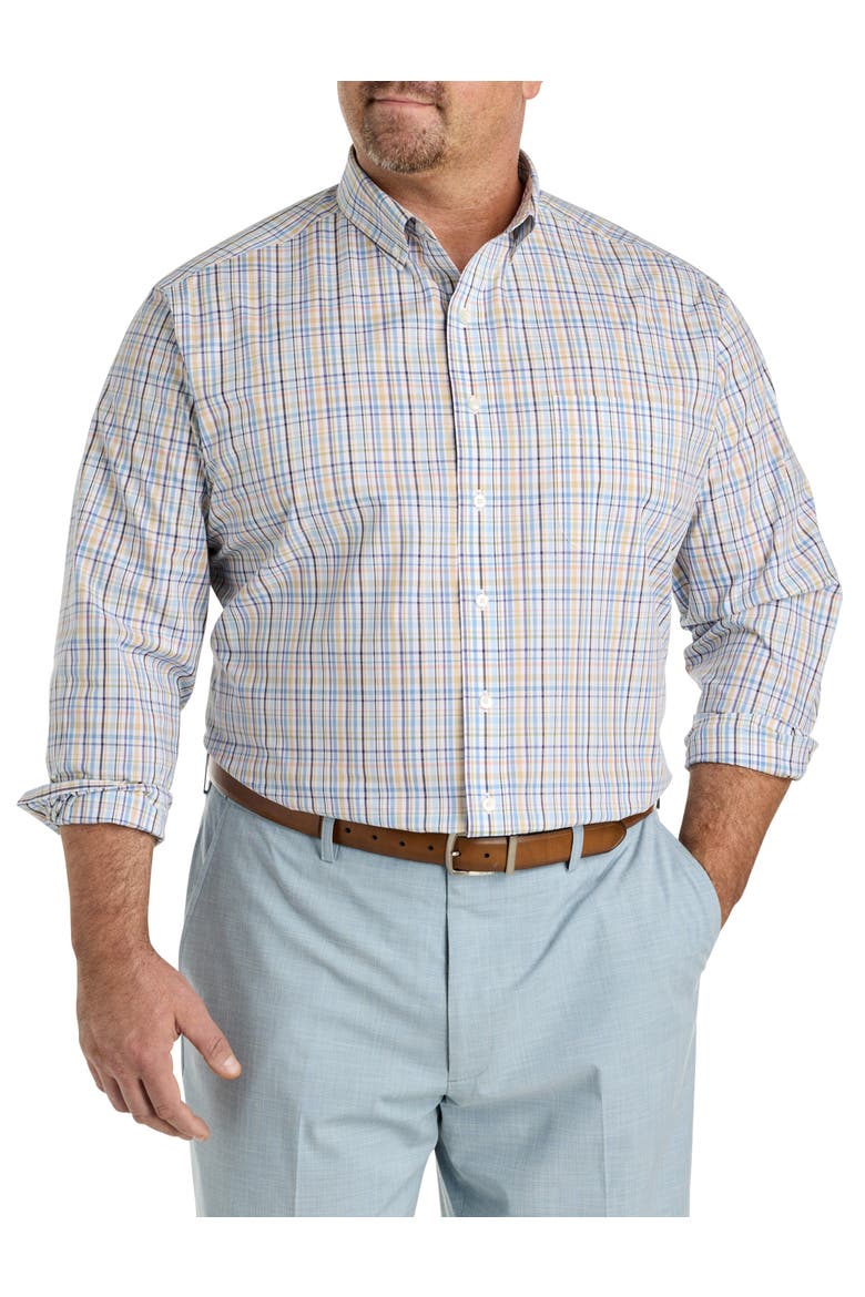 Big & Tall Medium Plaid Performance Sport Shirt, Main, color, MULTI