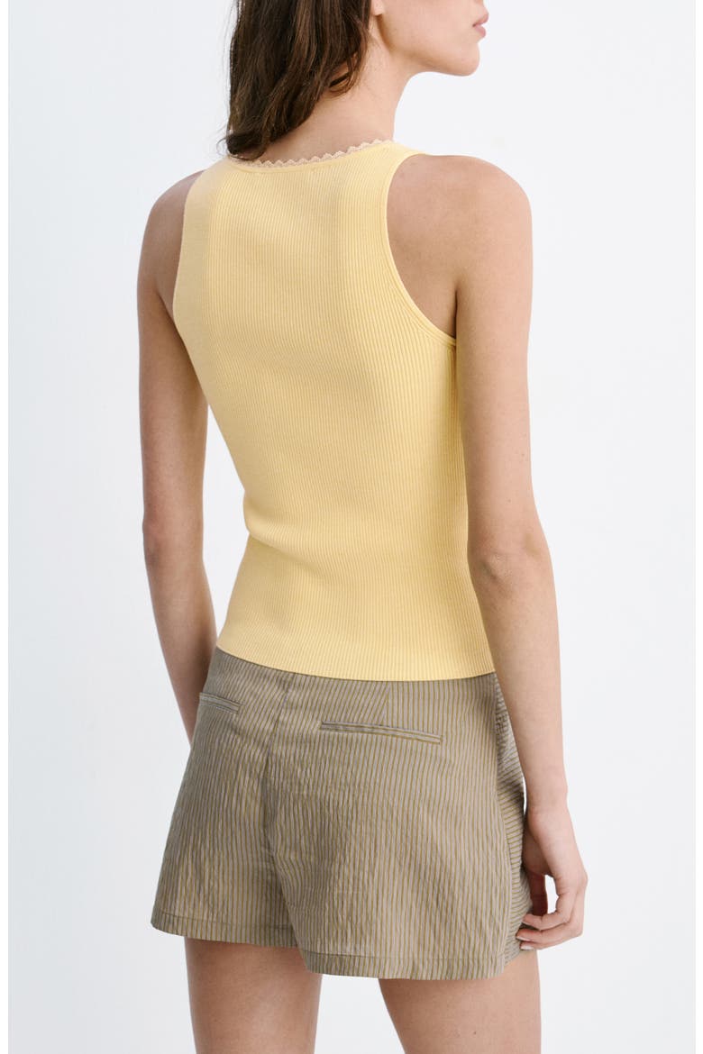 Rib Knit Lace Trim Scoop Neck Tank, Alternate, color, YELLOW