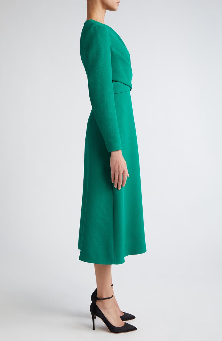 Emilia Wickstead Elta Wrap Front Long Sleeve Double Crepe Midi Dress, Alternate, color,