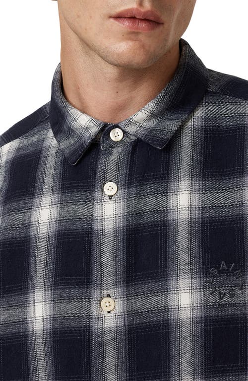 Allsaints Mens Azzurra Blue Haven Checked Cotton Shirt Xl In Blue