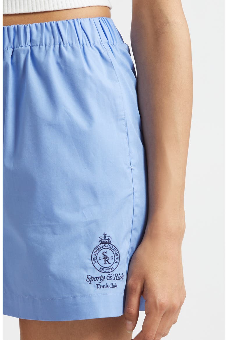 Crown Tennis Embroidered Poplin Shorts, Alternate, color, FLAX BLUE