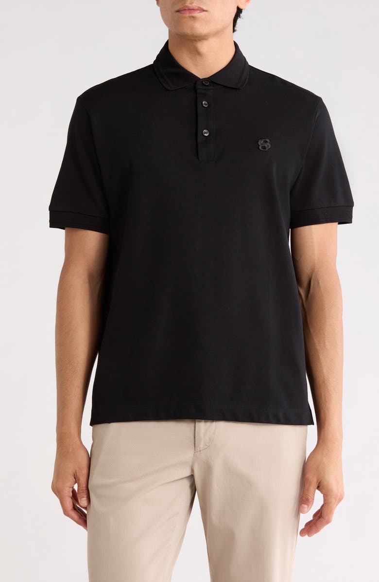 BOSS Parris Short Sleeve Polo, Main, color, Black